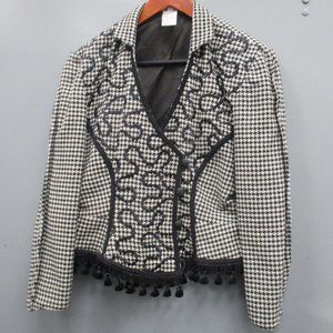 Made in France Designer Embroidery Women's Jacket Black/White Checks Jacket